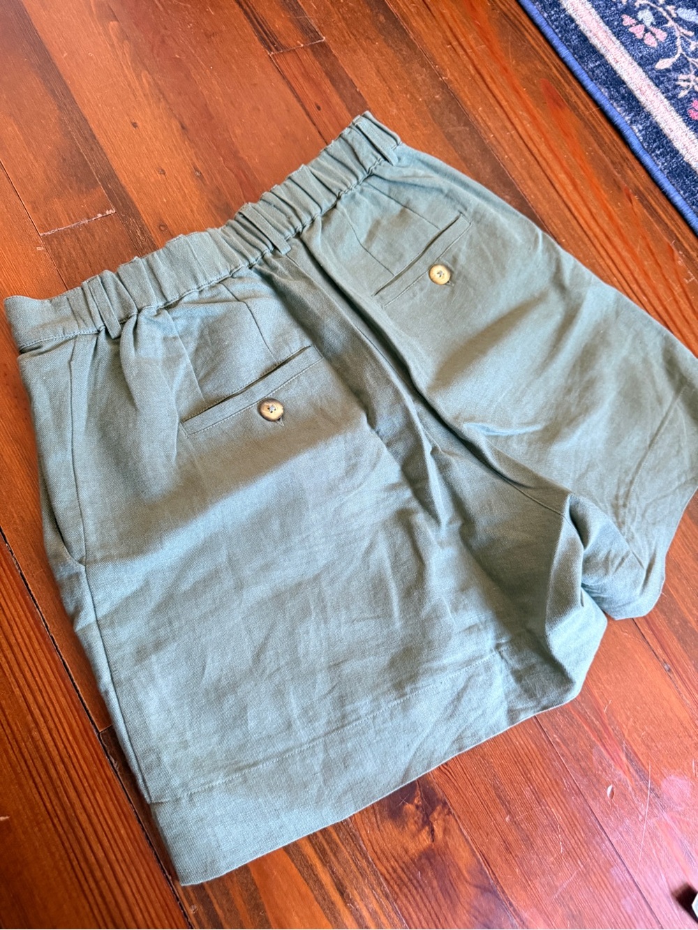 ABLE Esme Linen / Cotton High Waist Shorts - Green - Size 6 - Picture 12 of 12